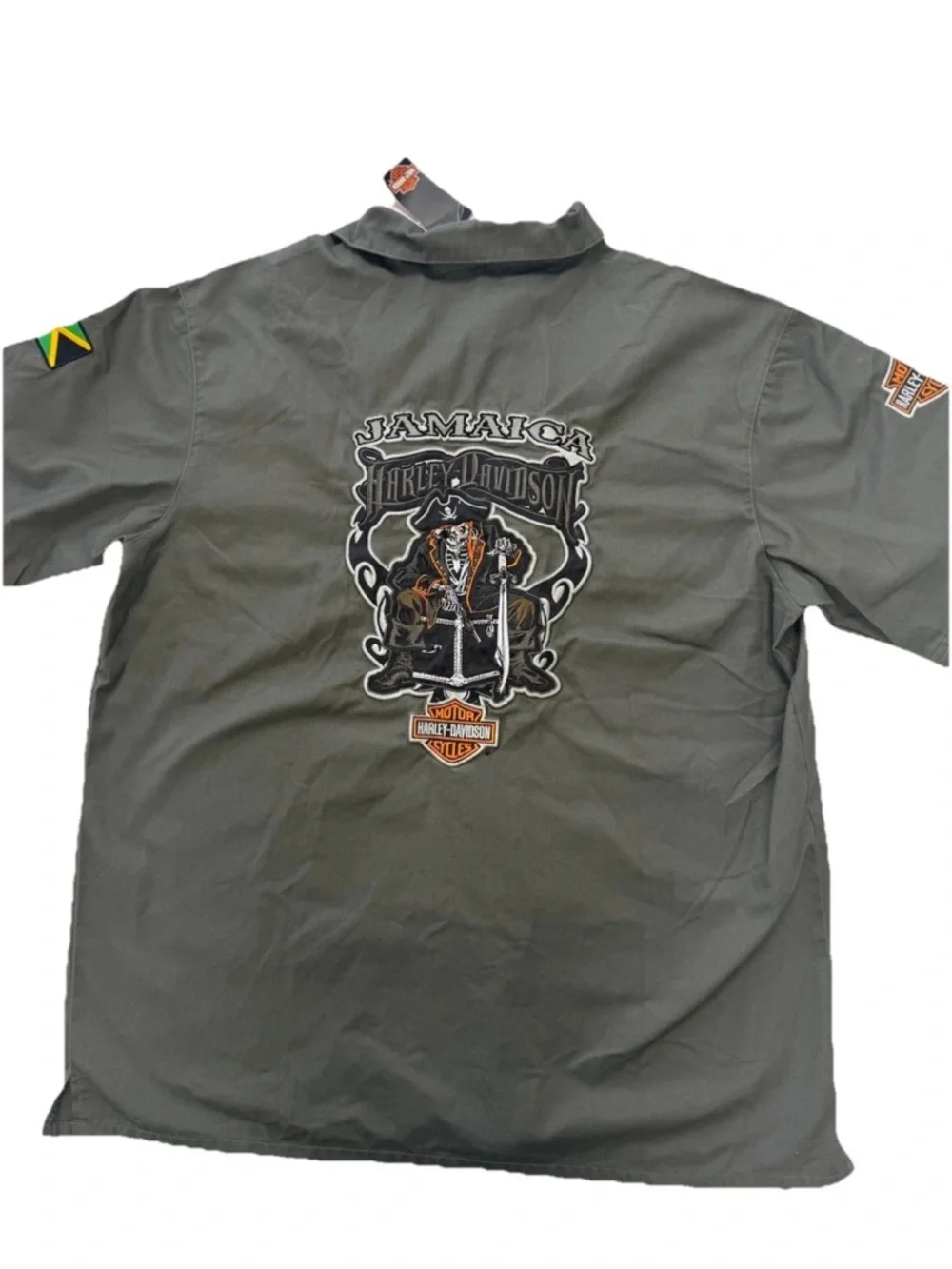 NWT Harley Davidson Embroidered Jamaica Button Up Shirt Sleeve Shirt Mens XL